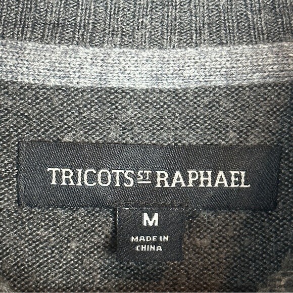 Tricots St. Raphael Waffle Knit Grey Quarter Zip Sweater L - Picture 3 of 8